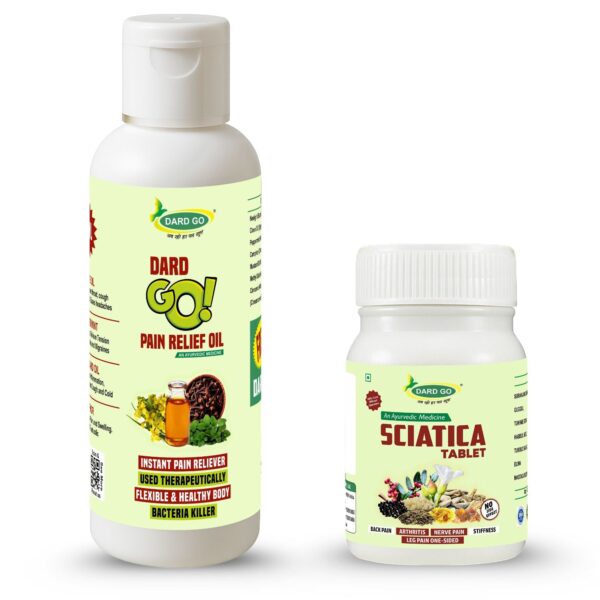 Sciatica Tablet and Pain Relief Oil - Ayurvedic Tablets for Sciatica Problems and Strong Pain Relief Oil for Muscle, Joint and Nerve Support