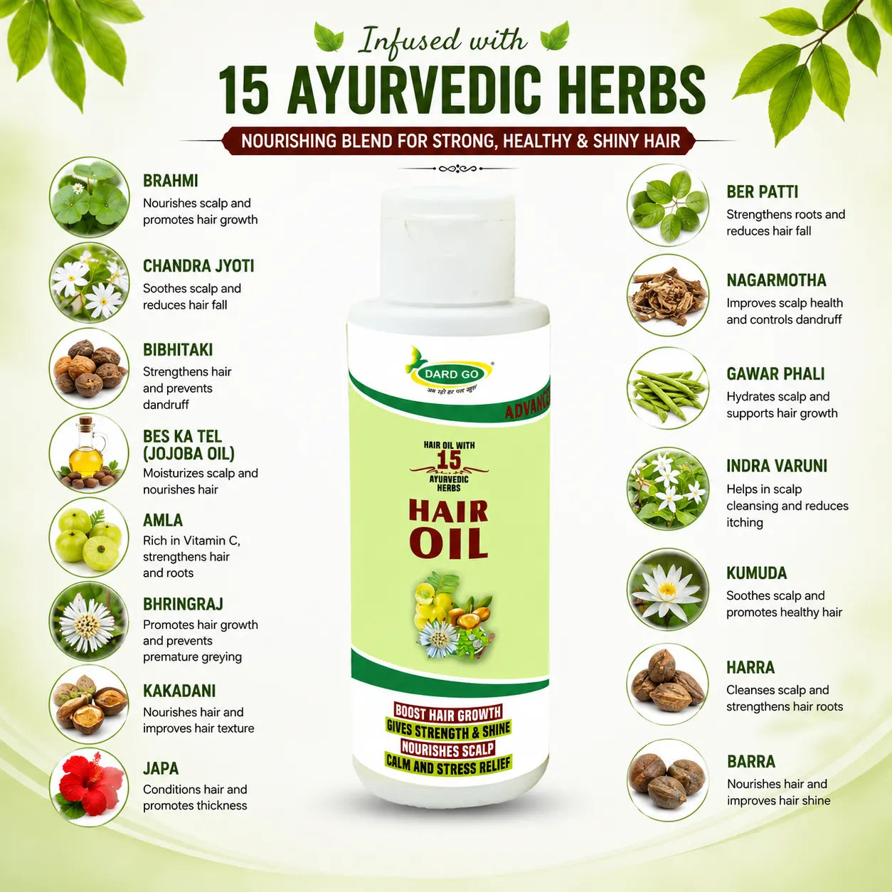 dardgo ayurvedic hair oil for hair fall, dandruff & hair growth | 100% natural, non sticky, 15 herb nourishment 100ml dardgo ayurvedic hair oil for hair fall, dandruff & hair growth | 100% natural, non sticky, 15 herb nourishment 100ml